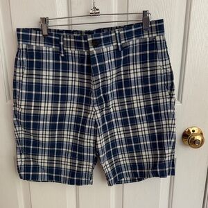 Tommy Hilfiger Navy and White Plaid Men's Shorts
